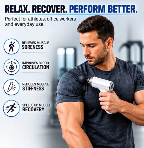 Body Massage Gun 4-in-1 Rechargeable – Deep Tissue Muscle Massager for Pain Relief, Muscle Recovery & Relaxation