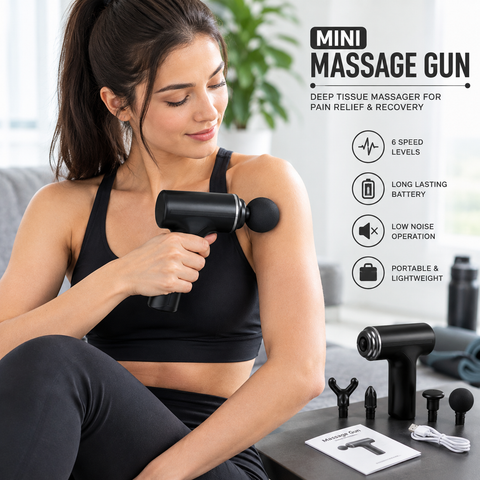 Body Massage Gun 4-in-1 Rechargeable – Deep Tissue Muscle Massager for Pain Relief, Muscle Recovery & Relaxation