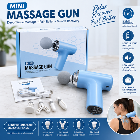 Body Massage Gun 4-in-1 Rechargeable – Deep Tissue Muscle Massager for Pain Relief, Muscle Recovery & Relaxation