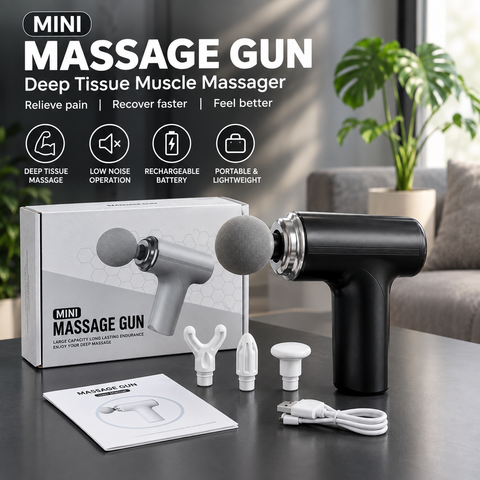 Body Massage Gun 4-in-1 Rechargeable – Deep Tissue Muscle Massager for Pain Relief, Muscle Recovery & Relaxation