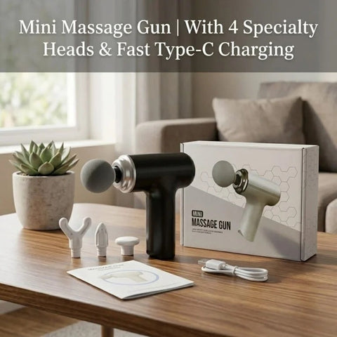 Body Massage Gun 4-in-1 Rechargeable – Deep Tissue Muscle Massager for Pain Relief, Muscle Recovery & Relaxation
